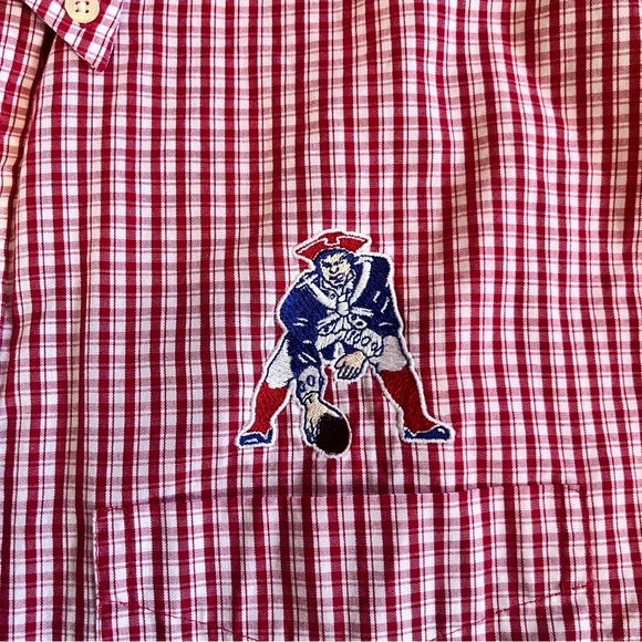 Men’s Antigua New England Patriots check original logo “Pat Patriot” button down - Picture 3 of 9